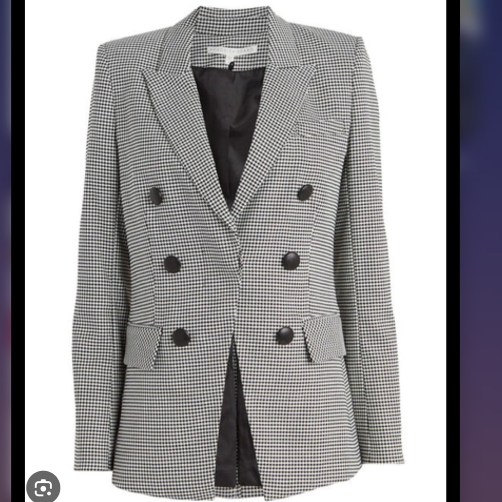 Veronica Beard 0 Leon Dickey Blazer houndstooth tweed black tweed